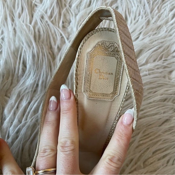 Christian Dior Whisper Snake Embossed Leather Cutout Slingback Platform Pumps 40 - Picture 9 of 12